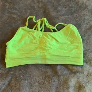 Neon yellow sports bra